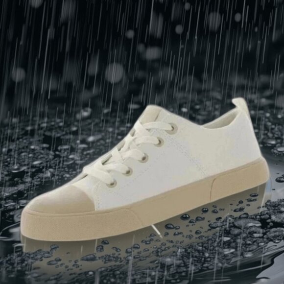 Vionic Upside White Canvas Tan Accent Lace Up Sneakers, Size 6.5 - Picture 2 of 9